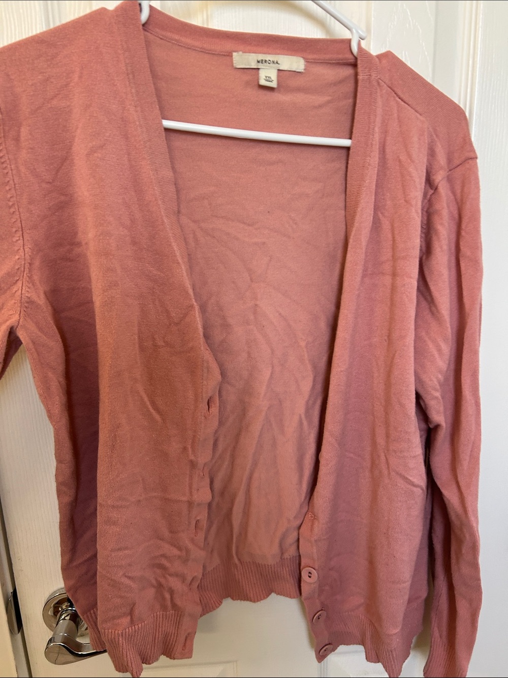 Merona Dusty Rose Open V Button-Front Cardigan